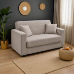 Καναπές-κρεβάτι με αποθηκευτικό χώρο διθέσιος Vox pakoworld ανοιχτό γκρι ύφασμα 154x82x83εκ