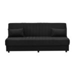 Καναπές-κρεβάτι με αποθηκευτικό χώρο τριθέσιος Romina pakoworld μαύρο ύφασμα 190x85x90εκ - Image 2