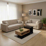 Σετ σαλονιού 2τεμ Vox pakoworld ύφασμα σε κρεμ απόχρωση