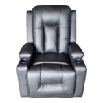 Πολυθρόνα relax με μηχανισμό massage Gessel pakoworld PU σε μαύρη απόχρωση 80x90x98εκ - Image 2