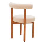 Καρέκλα Fenza pakoworld μπεζ μπουκλέ ύφασμα-πόδι ξύλο οξιάς σε καρυδί απόχρωση 60x54x75εκ