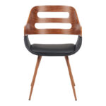 Πολυθρόνα Fern pakoworld PU μαύρο-ξύλο καρυδί απόχρωση 52x59x80εκ - Image 3