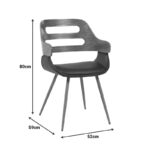 Πολυθρόνα Fern pakoworld PU μαύρο-ξύλο καρυδί απόχρωση 52x59x80εκ - Image 5