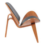 Πολυθρόνα Vilma pakoworld PU μαύρο- plywood καρυδί 90x76.5x74.5εκ - Image 2