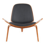 Πολυθρόνα Vilma pakoworld PU μαύρο- plywood καρυδί 90x76.5x74.5εκ - Image 3