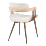 Πολυθρόνα Cameo pakoworld μέταλλο μπρονζέ-white-wash ξύλο-μπέζ ύφασμα 53x49.5x75.5εκ