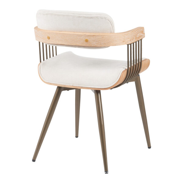 Πολυθρόνα Cameo pakoworld μέταλλο μπρονζέ-white-wash ξύλο-μπέζ ύφασμα 53x49.5x75.5εκ
