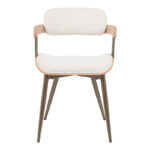 Πολυθρόνα Cameo pakoworld μέταλλο μπρονζέ-white-wash ξύλο-μπέζ ύφασμα 53x49.5x75.5εκ - Image 3