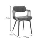 Πολυθρόνα Cameo pakoworld μέταλλο μαύρο-καρυδί ξύλο-ανθρακί ύφασμα 53x49.5x75.5εκ - Image 5