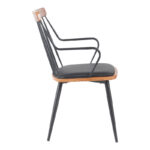 Πολυθρόνα Posse pakoworld μέταλλο μαύρο-καρυδί ξύλο-μαύρο pu 52x59x83εκ - Image 2