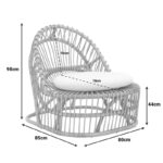Πολυθρόνα Tromso paakoworld pe rattan σε φυσική απόχρωση με εκρού χρώμα μαξιλάρι 80x85x98εκ - Image 5
