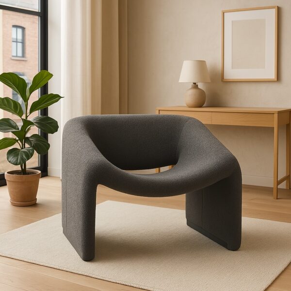 Πολυθρόνα Clous pakoworld μπουκλέ ύφασμα σε ανθρακί απόχρωση 86x77x73.5εκ