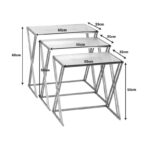 Τραπέζια σαλονιού σετ 3τεμ Pitche Inart χρυσό μέταλλο-γυαλί - Image 2