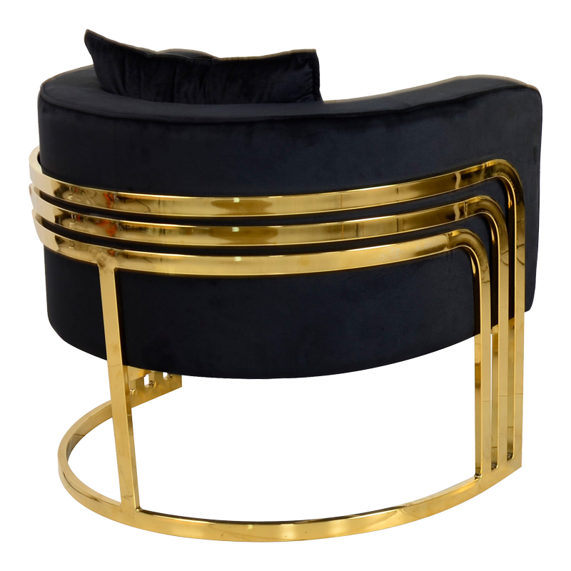 357-000005-1 Πολυθρόνα Roblu pakoworld χρυσό μέταλλο και βελούδο σε μαύρη απόχρωση 72x77.4x70εκ - Image 1