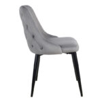 Καρέκλα Zedna pakoworld γκρι βελούδο με μαύρα μεταλλικά πόδια 51x58x84εκ - Image 2