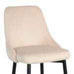 Σκαμπό μπαρ Zedna pakoworld μπεζ βελούδο με μαύρα μεταλλικά πόδια 52x57x111εκ - Image 4