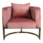 Πολυθρόνα Roblu pakoworld χρυσό μέταλλο και βελούδο σε απόχρωση σάπιο μήλο 72x77.4x70εκ - Image 4