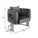 Πολυθρόνα Roblu pakoworld χρυσό μέταλλο και βελούδο σε απόχρωση σάπιο μήλο 72x77.4x70εκ - Image 5