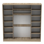 Ντουλάπα τριφυλλη συρόμενη με καθρέφτη Aparador I pakoworld σε sonoma απόχρωση 240x60x240εκ - Image 3