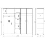 Ντουλάπα πεντάφυλλη με καθρέφτη Luna pakoworld σε λευκή απόχρωση 220x52x200εκ