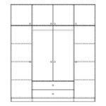 Ντουλάπα τετράφυλλη με συρτάρια Royal pakoworld σε sonoma απόχρωση 200x58x230εκ