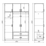 Ντουλάπα τρίφυλλη με συρτάρια Royal pakoworld σε sonoma απόχρωση 150x58x230εκ