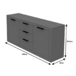 Μπουφές Doha pakoworld σε ανθρακί απόχρωση 180x45x80.5εκ - Image 4