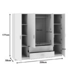 Ντουλάπα τετράφυλλη Royal pakoworld με συρτάρια sonoma 200x58x177εκ - Image 4