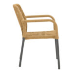 Πολυθρόνα αλουμινίου Norture pakoworld στοιβαζόμενη ανθρακί σκελετός-pe rattan σε φυσική απόχρωση 57x63x82εκ - Image 2