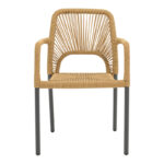 Πολυθρόνα αλουμινίου Norture pakoworld στοιβαζόμενη ανθρακί σκελετός-pe rattan σε φυσική απόχρωση 57x63x82εκ - Image 3