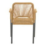 Πολυθρόνα αλουμινίου Norture pakoworld στοιβαζόμενη ανθρακί σκελετός-pe rattan σε φυσική απόχρωση 57x63x82εκ - Image 4