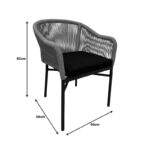 Πολυθρόνα αλουμινίου Legana pakoworld ανθρακί σκελετός--pe rattan σε φυσική απόχρωση 56x66x82εκ - Image 5