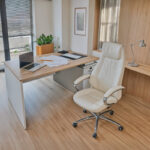 Γραφείο εργασίας Armadi με ντουλάπι pakoworld σε sonoma-λευκή απόχρωση 180x80x75εκ