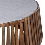 Τραπέζι σαλονιού Mable pakoworld mango ξύλο σε φυσική απόχρωση με επιφάνεια μαρμάρου Φ120x45εκ - Image 2