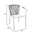 Πολυθρόνα στοιβαζόμενη Convince pakoworld αλουμίνιο λευκό σκελετό-textilene-pe rattan σε φυσική απόχρωση 56x63x82εκ