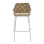 Σκαμπό μπαρ Zuki pakoworld αλουμίνιο με λευκό σκελετό-φυσικό σχοινί 55x54x109εκ - Image 4