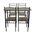 Τραπεζαρία Reforia pakoworld σετ 5τμχ mdf σε γκρι απόχρωση με μαύρα μεταλλικά πόδια 110x60x74εκ