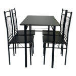 Τραπεζαρία Reforia pakoworld σετ 5τμχ mdf σε μαύρη απόχρωση με μαύρα μεταλλικά πόδια 110x60x74εκ - Image 2