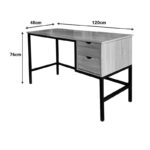 Γραφείο εργασίας Ramen pakoworld σε sonoma απόχρωση με μαύρα μεταλλικά πόδια 120x48x76εκ - Image 3