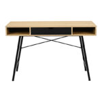 Γραφείο εργασίας Yamin pakoworld σε oak απόχρωση με πόδι μαύρο μέταλλο 120x48x76εκ - Image 3