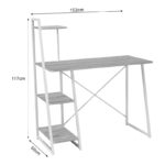 Γραφείο εργασίας Deckstor pakoworld με ραφιέρα σε oak απόχρωση με πόδι λευκό μέταλλο 102x50x117εκ - Image 5