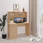Γραφείο εργασίας Secreta pakoworld με ράφι σε oak απόχρωση 110x50x135εκ