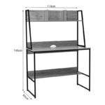 Γραφείο εργασίας Herbey pakoworld με ράφια σε oak απόχρωση με πόδι μαύρο μέταλλο 100x48x139εκ - Image 5