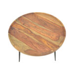 Τραπέζι σαλονιού Tavolo pakoworld μασιφ ξύλο sheesham σε καρυδί απόχρωση με μαύρα μεταλλικά πόδια Φ75x39εκ - Image 4