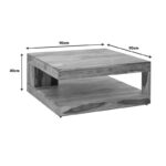 Τραπέζι Stolic pakoworld μασιφ ξύλο sheesham σε καρυδί απόχρωση 90x90x40εκ - Image 2