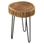 Βοηθητικό τραπέζι Tripp Ι pakoworld μασίφ ξύλο ακακίας σε φυσική απόχρωση-μαύρα μεταλλικά πόδια Φ32x47εκ - Image 2