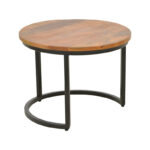 Τραπέζι σαλονιού Frina pakoworld σετ 3τεμ mango ξύλο σε καρυδί απόχρωση με πόδι μαύρο μέταλλο - Image 5