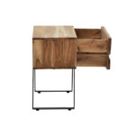 Κομοδίνο Imena pakoworld μασίφ ξύλο Acacia σε φυσικό απόχρωση με μαύρα μεταλλικά πόδια 45x35x56εκ - Image 4