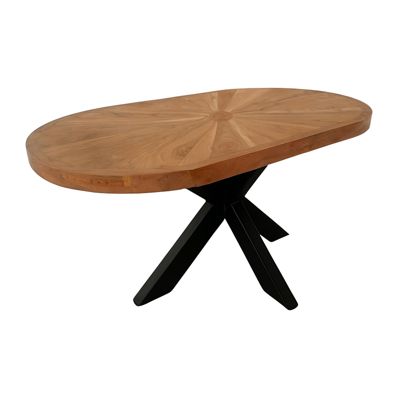 379-000034-1 Τραπέζι σαλονιού Fardy pakoworld μασίφ ξύλο ακακίας σε φυσική απόχρωση με μαύρα μεταλλικά πόδια 120x60x45εκ - Image 1