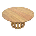 Τραπέζι σαλονιού Radiane pakoworld μασίφ ξύλο ακακίας σε φυσική απόχρωση Φ80x40εκ - Image 2